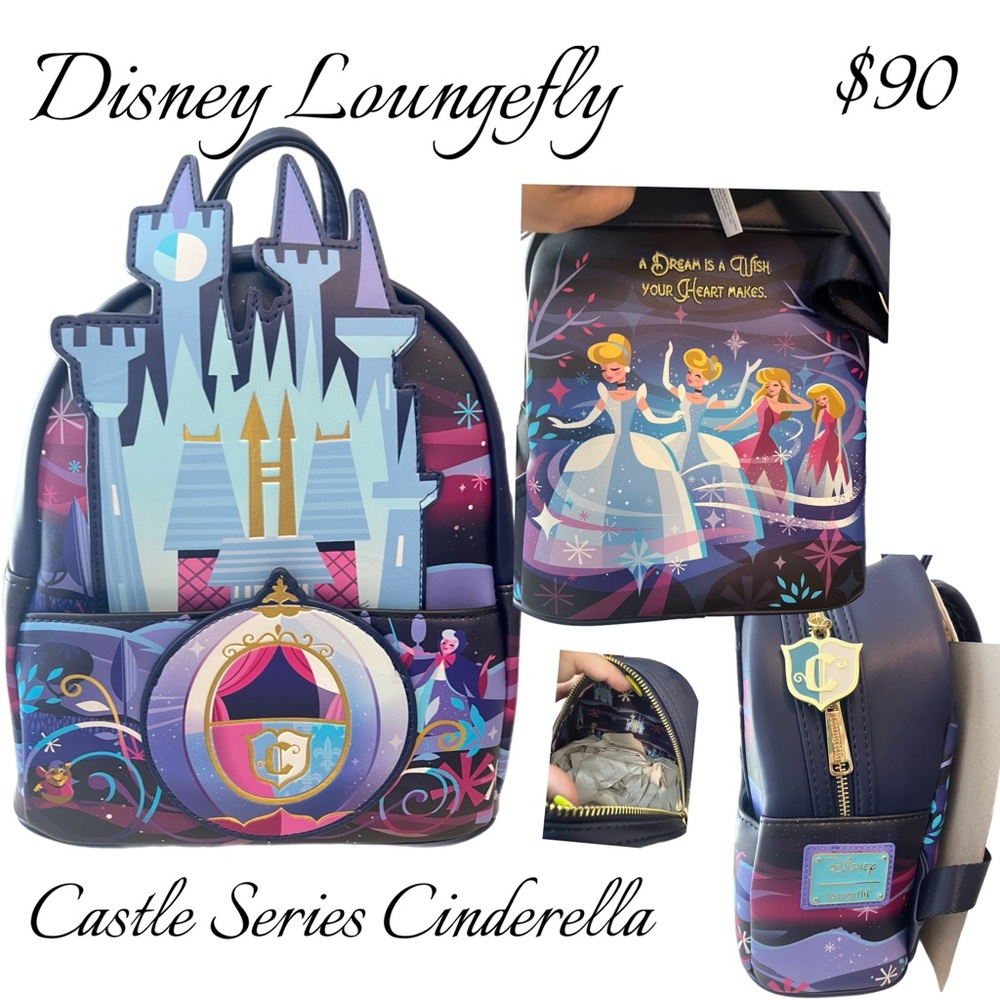 Loungefly Disney Cinderella Castle Backpack - Blue and Pink